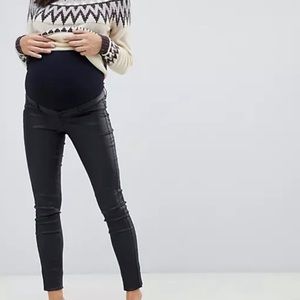 Mama Licious black wet look maternity jeans size 27